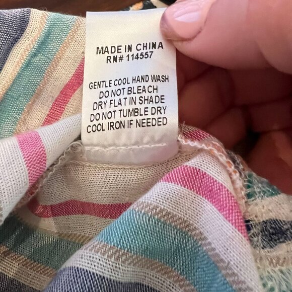 THML Lightweight V Neck Striped Womens Pullover Boho Lagenlook‎ Top Size XS - Picture 7 of 7